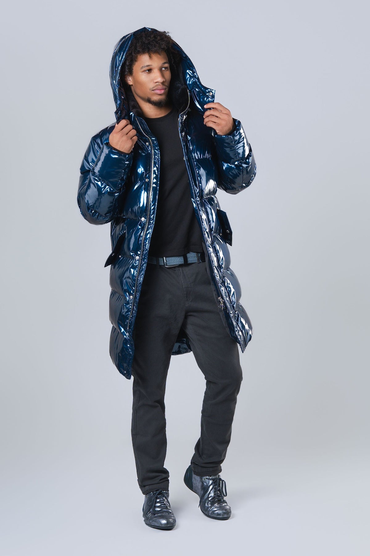 Men's Penguin Long Coat - Glossy Navy