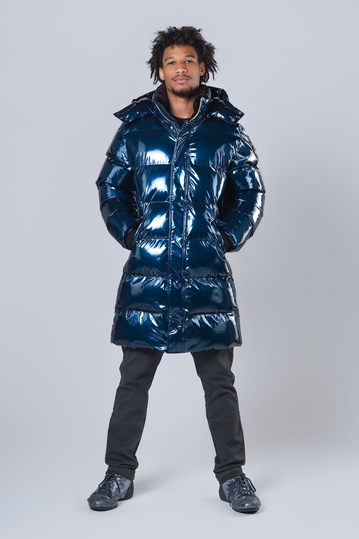 Men's Penguin Long Coat - Glossy Navy