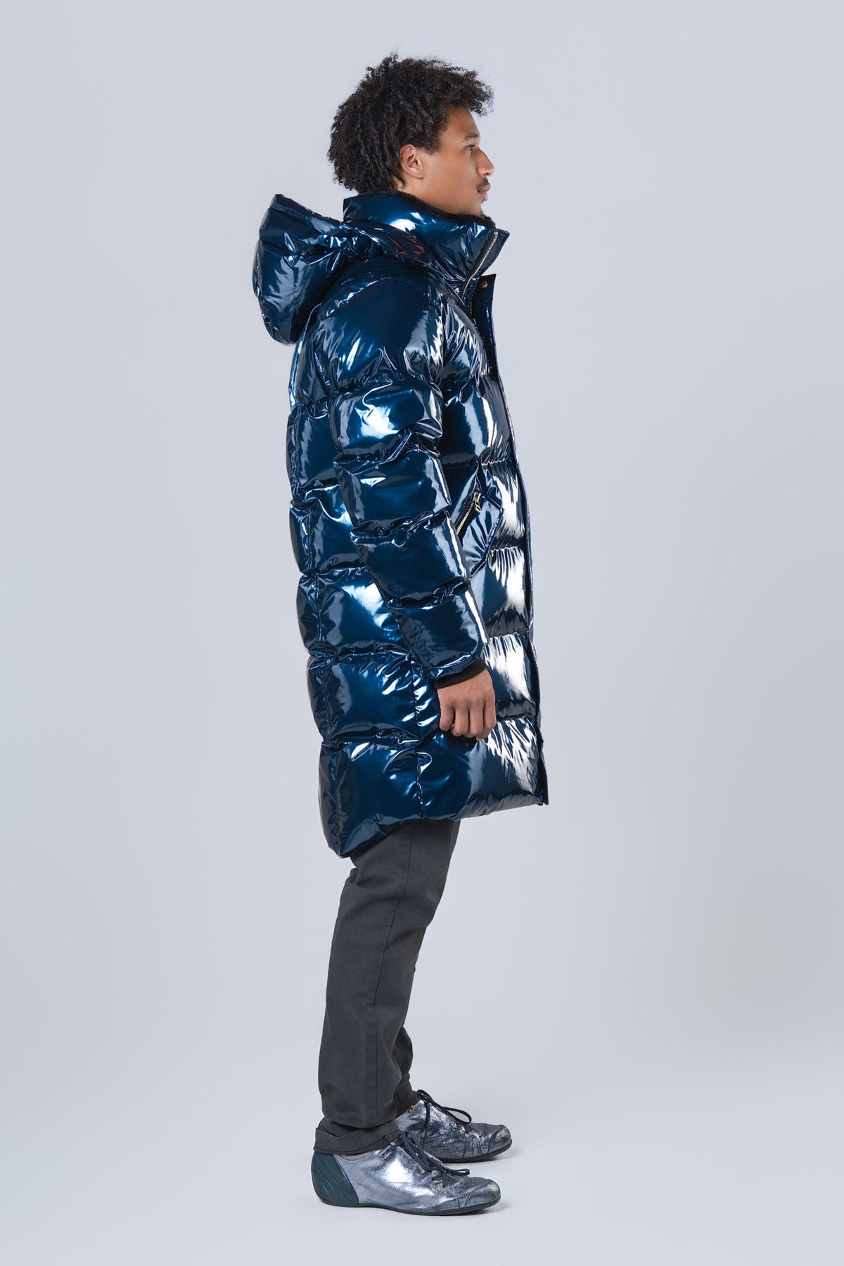 Men's Penguin Long Coat - Glossy Navy