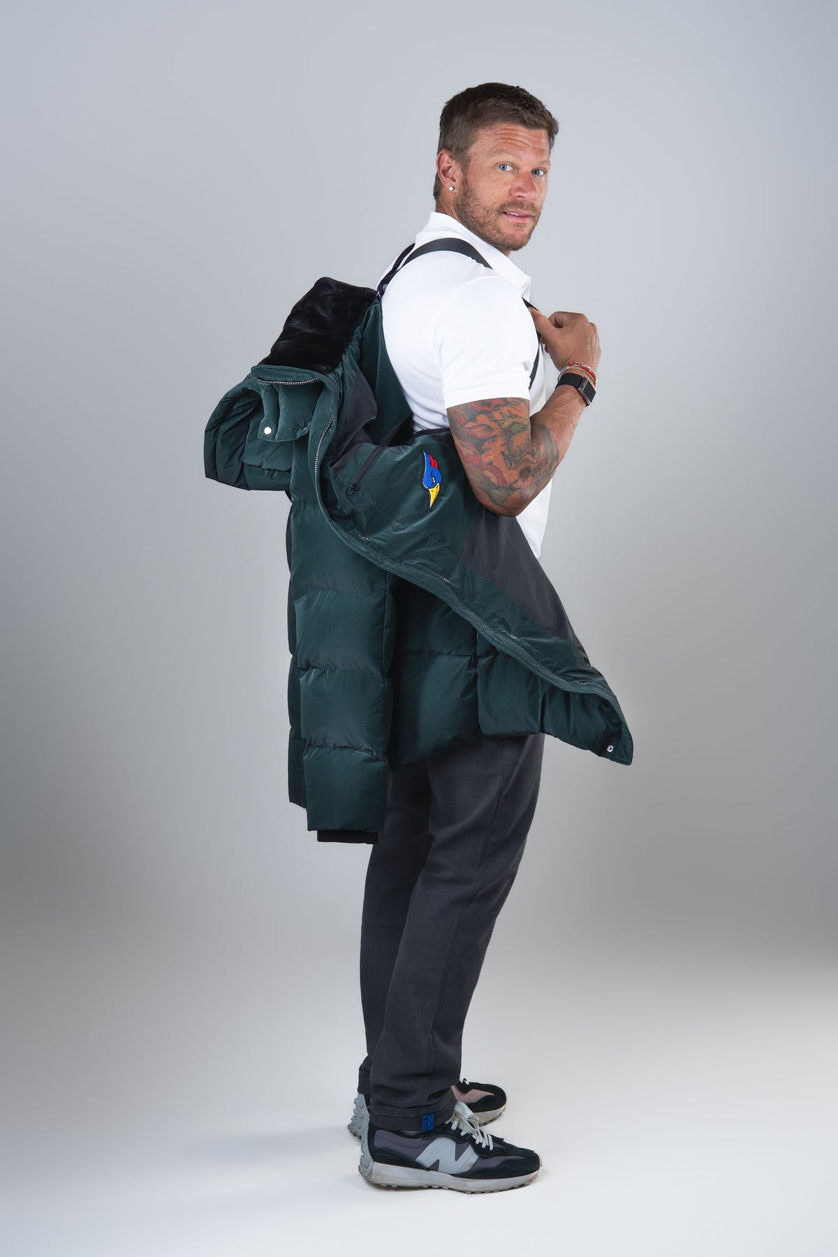 Men's Penguin Long Coat - Green Diamond