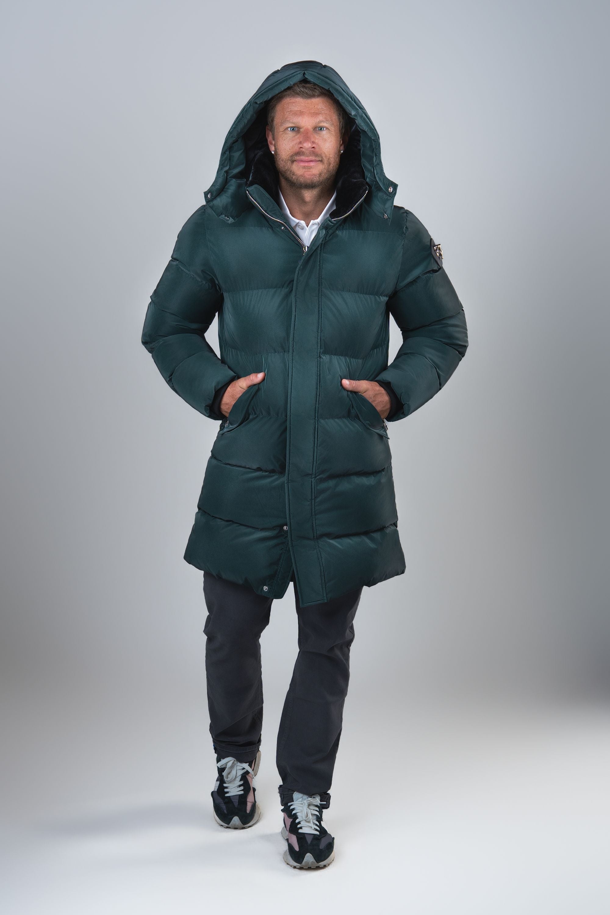 Men's Penguin Long Coat - Green Diamond