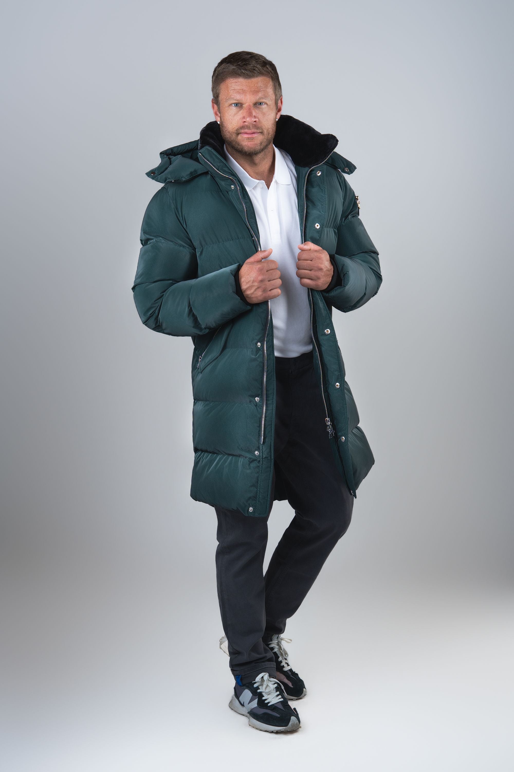 Men's Penguin Long Coat - Green Diamond