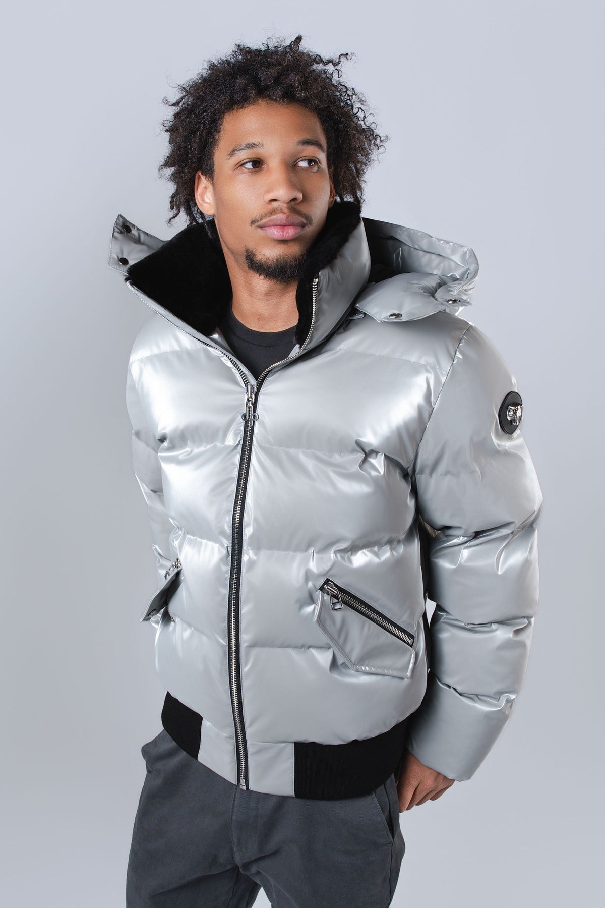 Men's Woody Bomber Jacket - Glossy Grey