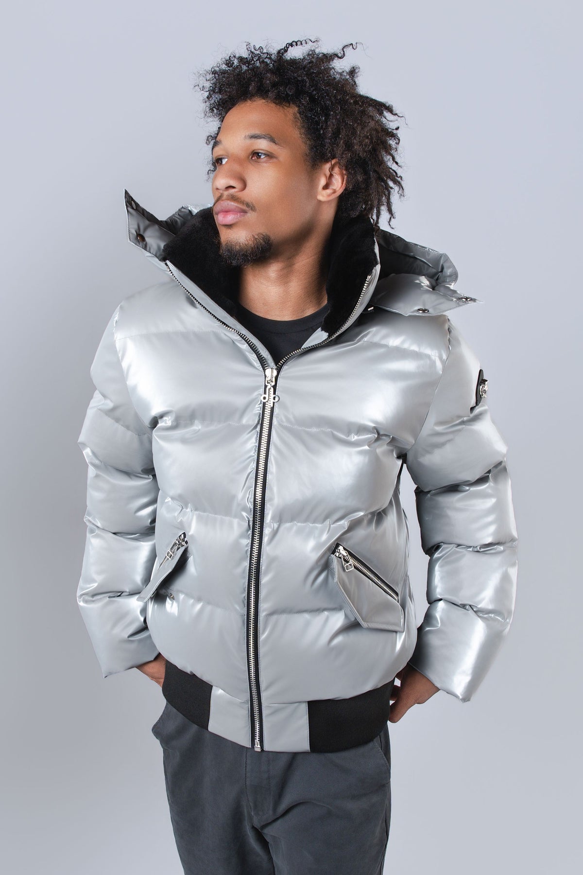 Men's Woody Bomber Jacket - Glossy Grey