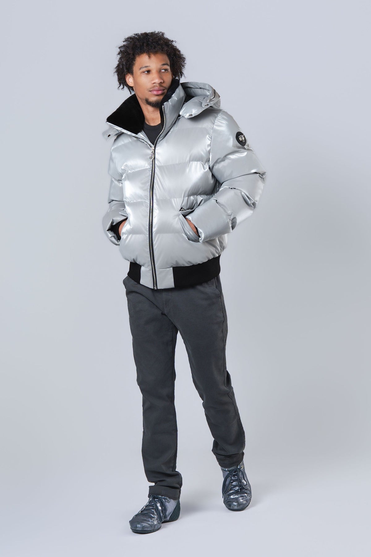 Men's Woody Bomber Jacket - Glossy Grey
