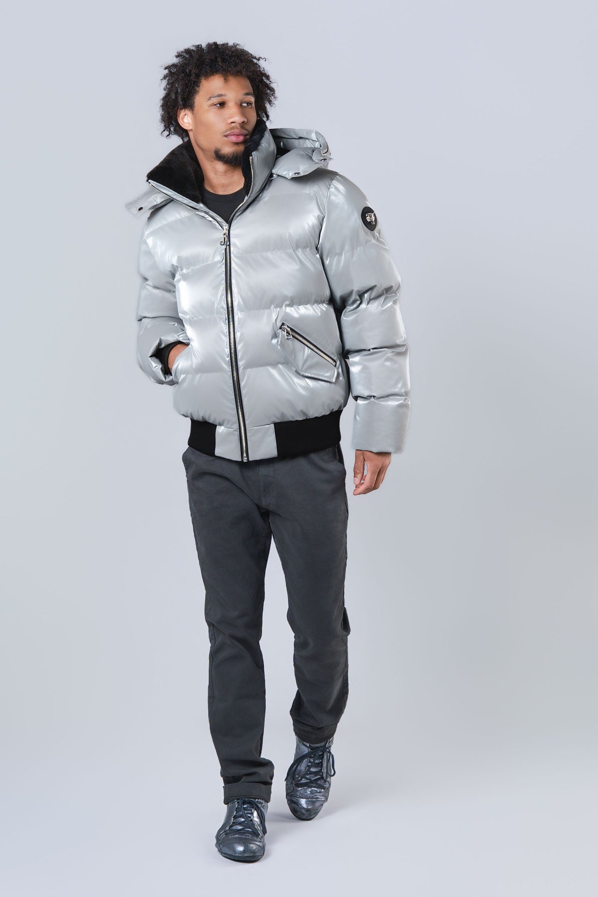 Men's Woody Bomber Jacket - Glossy Grey