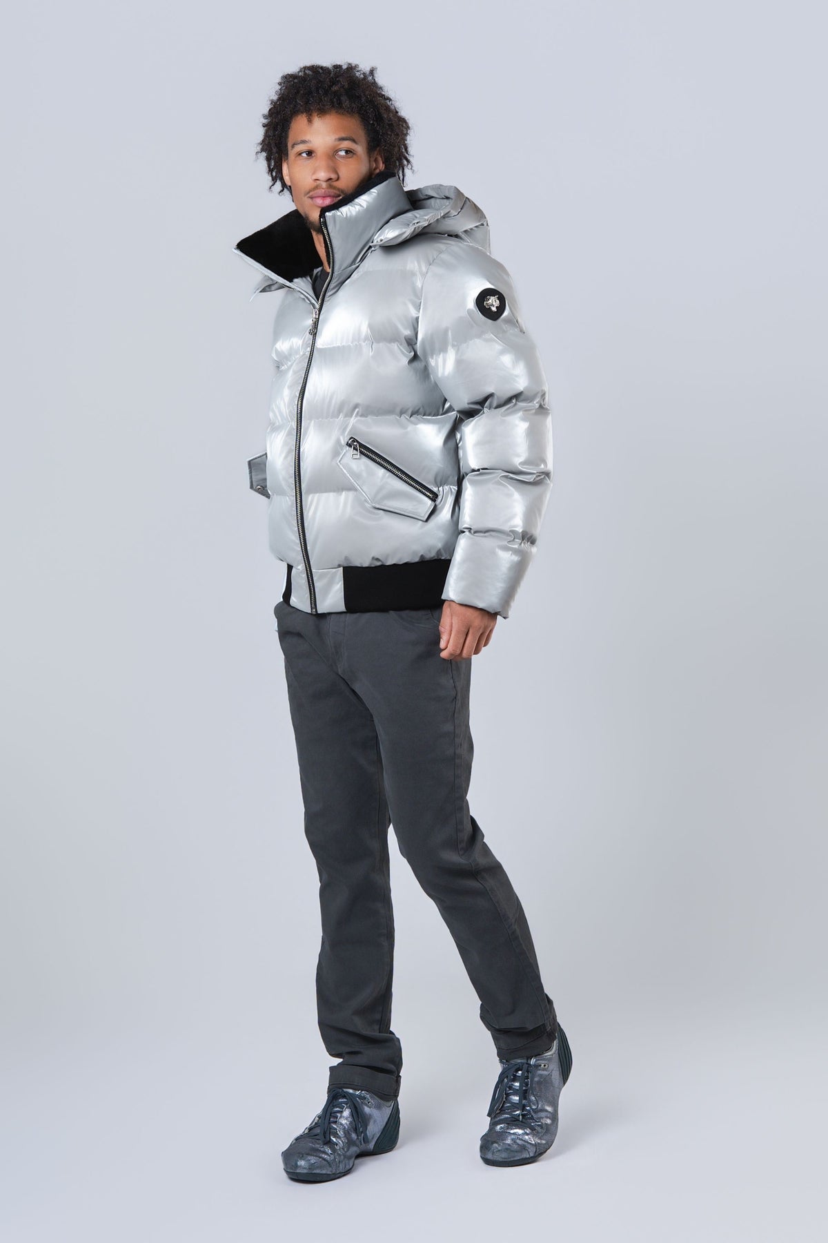 Men's Woody Bomber Jacket - Glossy Grey