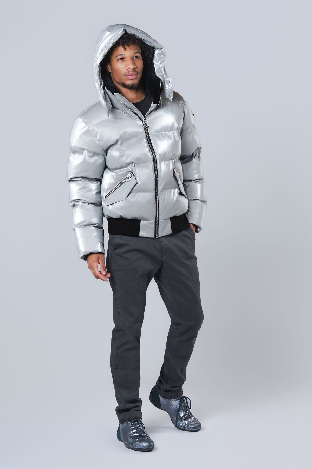 Men's Woody Bomber Jacket - Glossy Grey