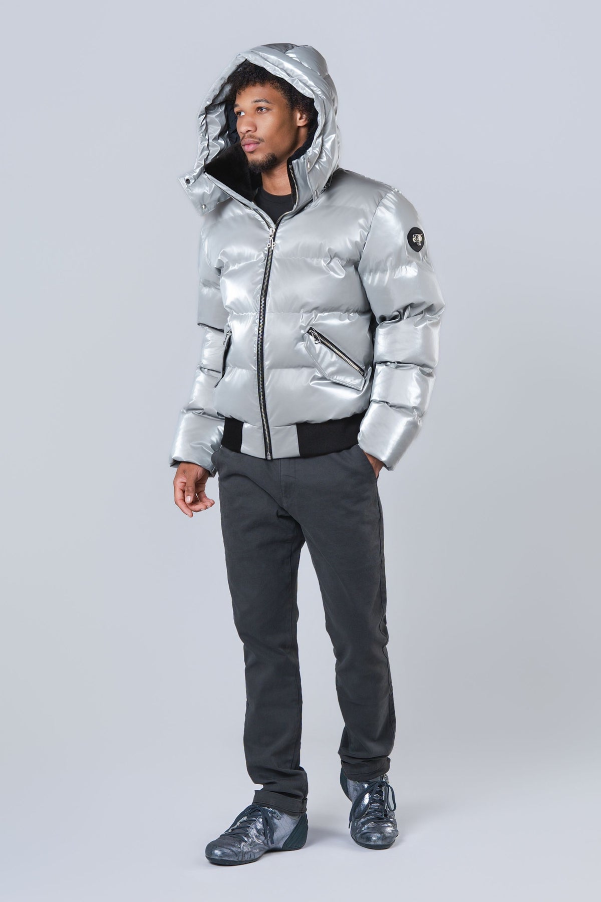 Men's Woody Bomber Jacket - Glossy Grey