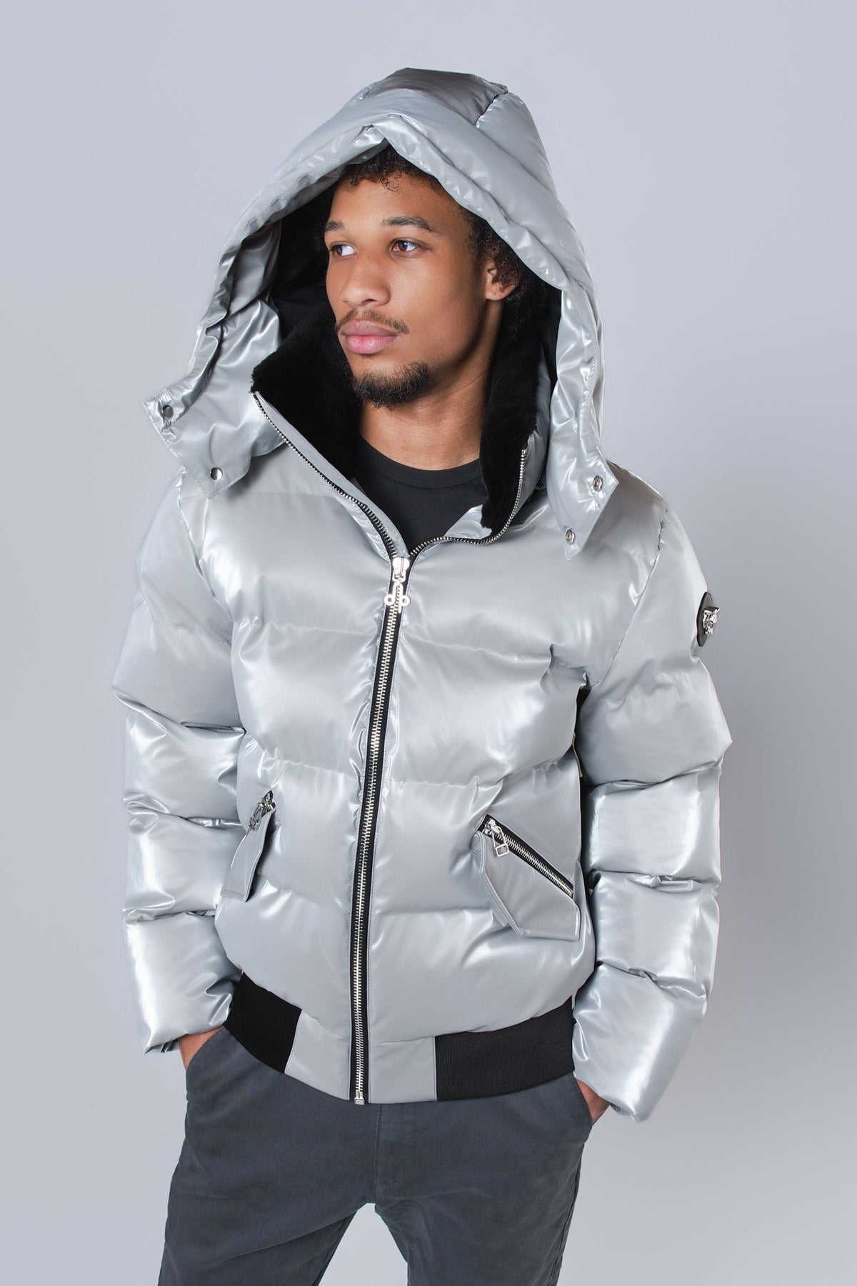 Men's Woody Bomber Jacket - Glossy Grey