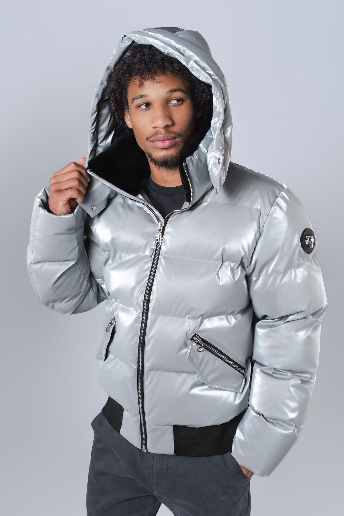 Men's Woody Bomber Jacket - Glossy Grey