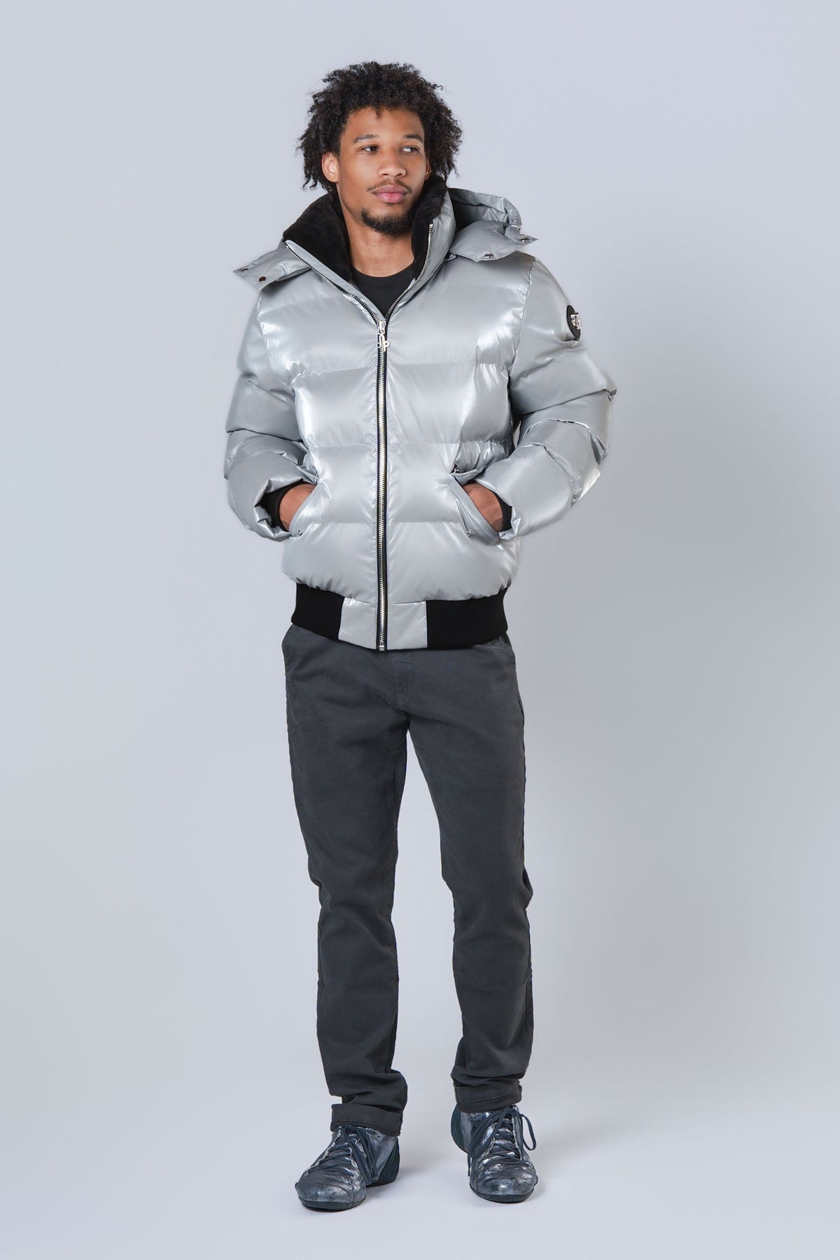 Men's Woody Bomber Jacket - Glossy Grey
