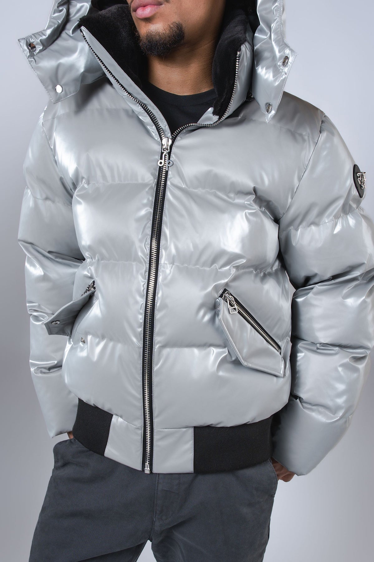 Men's Woody Bomber Jacket - Glossy Grey
