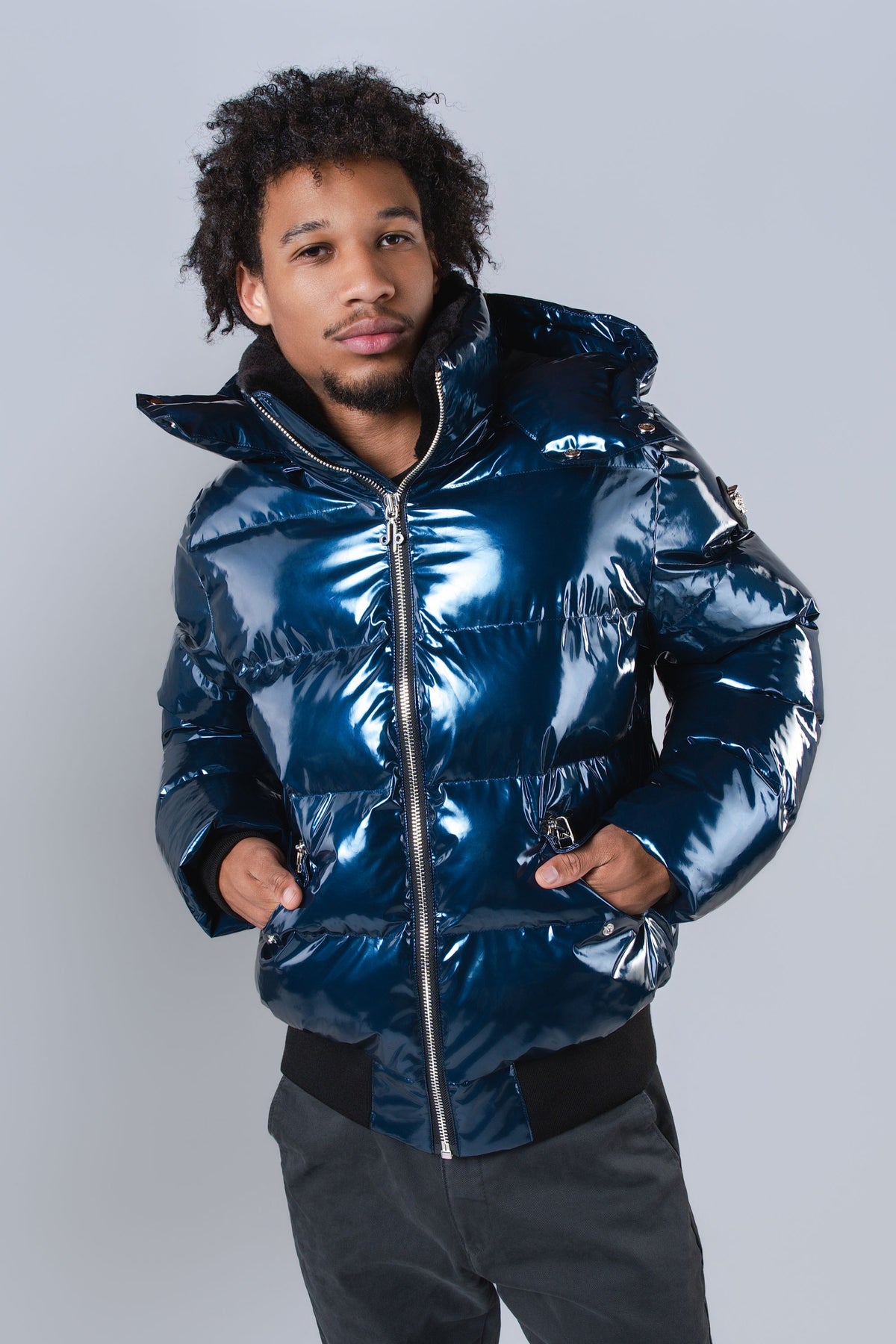 Men's Woody Bomber Jacket - Glossy Navy