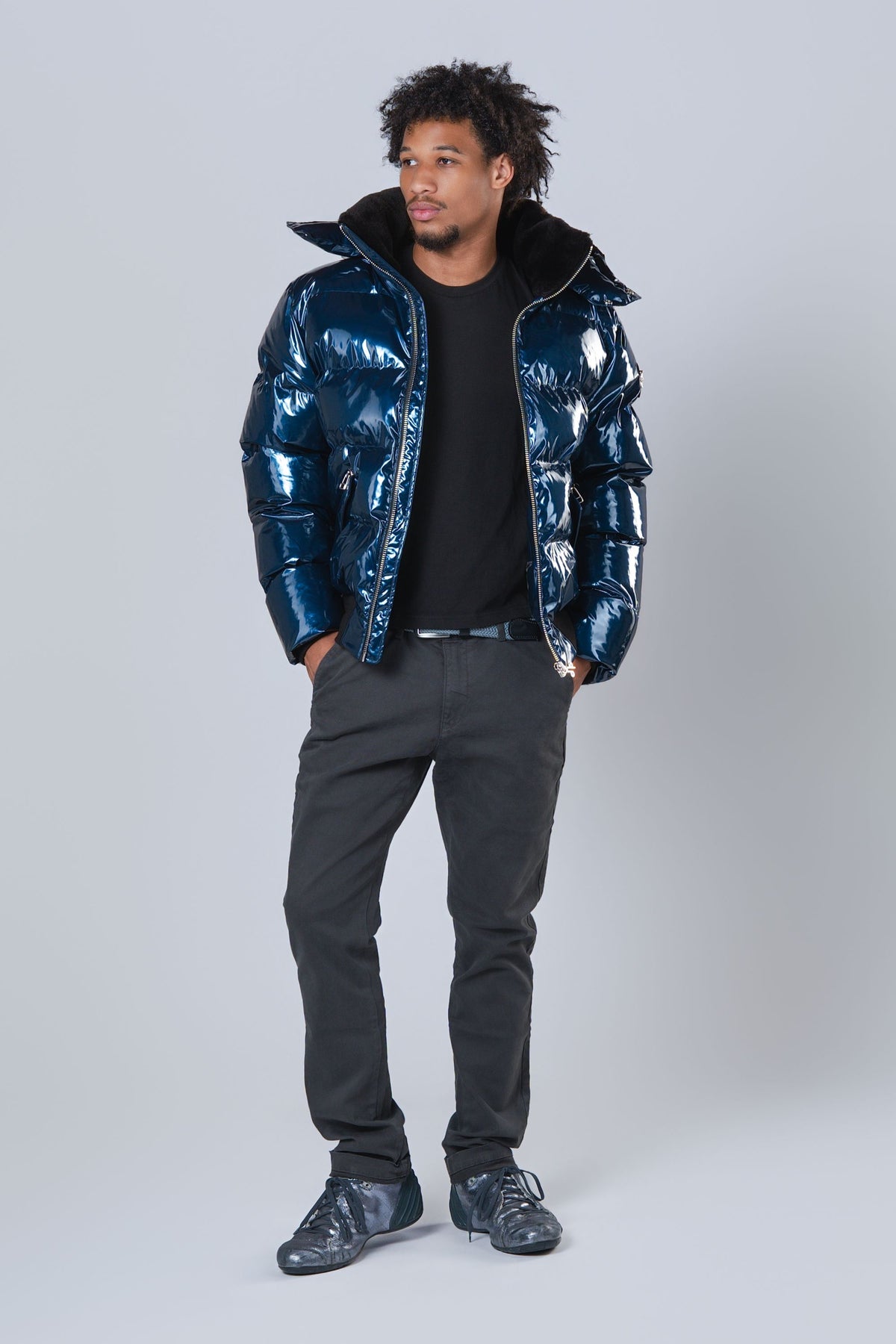 Men's Woody Bomber Jacket - Glossy Navy