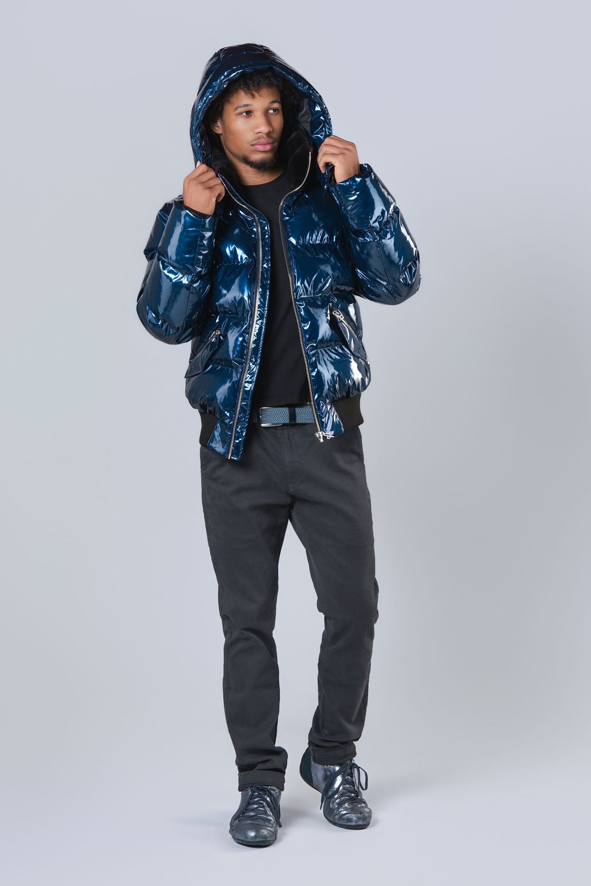 Men's Woody Bomber Jacket - Glossy Navy