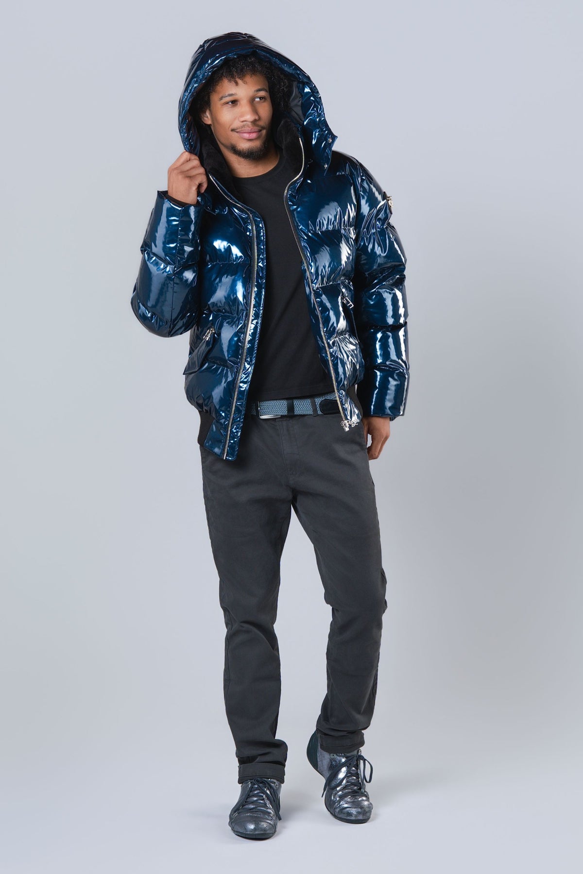 Men's Woody Bomber Jacket - Glossy Navy