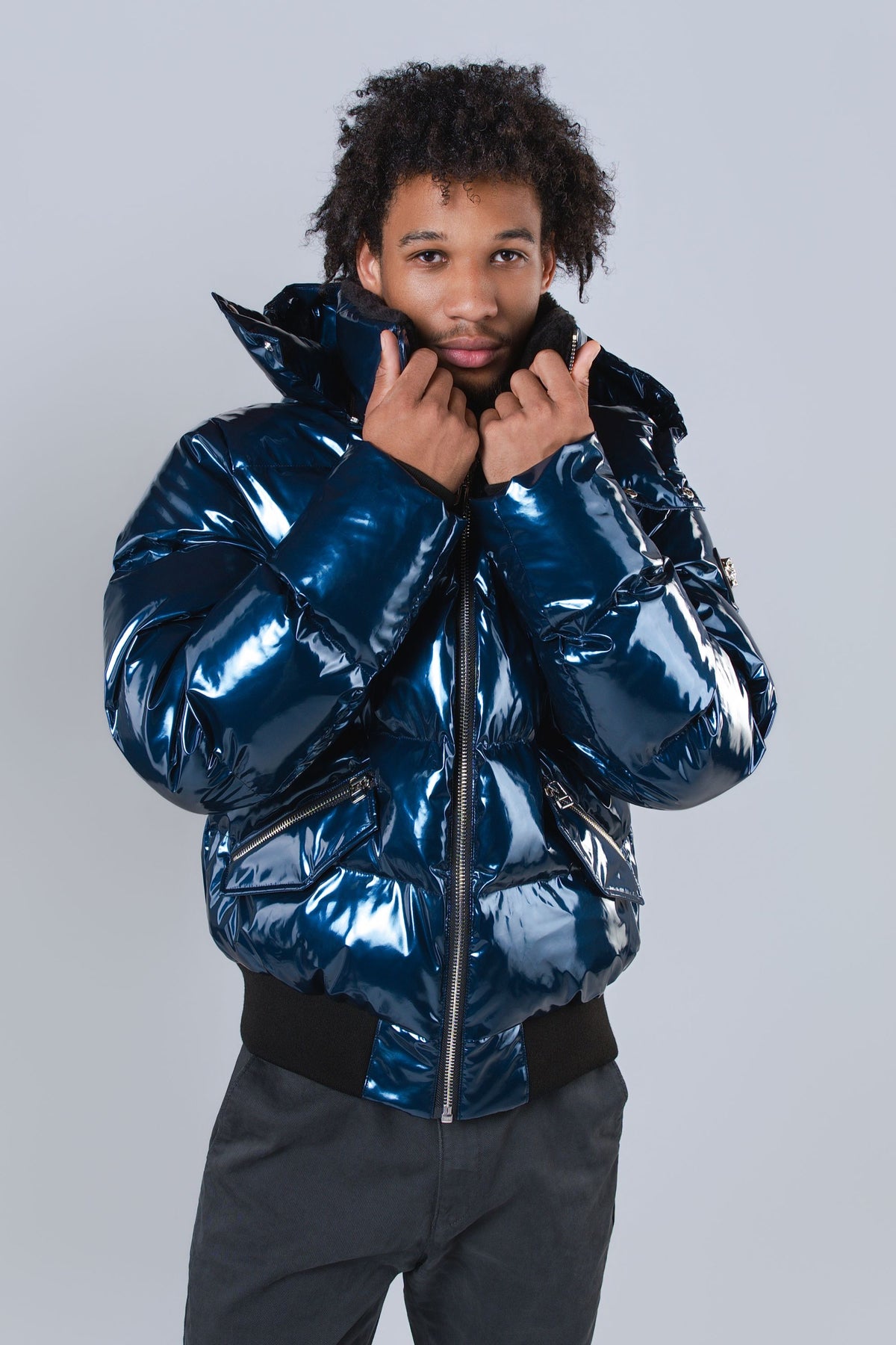 Men's Woody Bomber Jacket - Glossy Navy