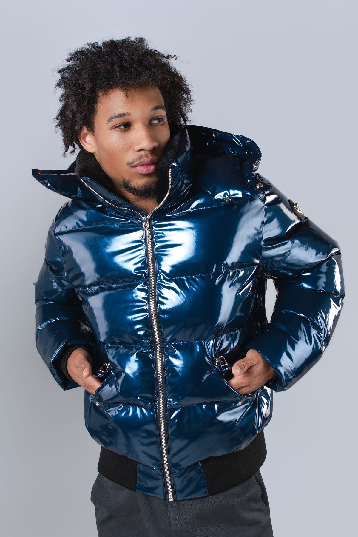 Men's Woody Bomber Jacket - Glossy Navy