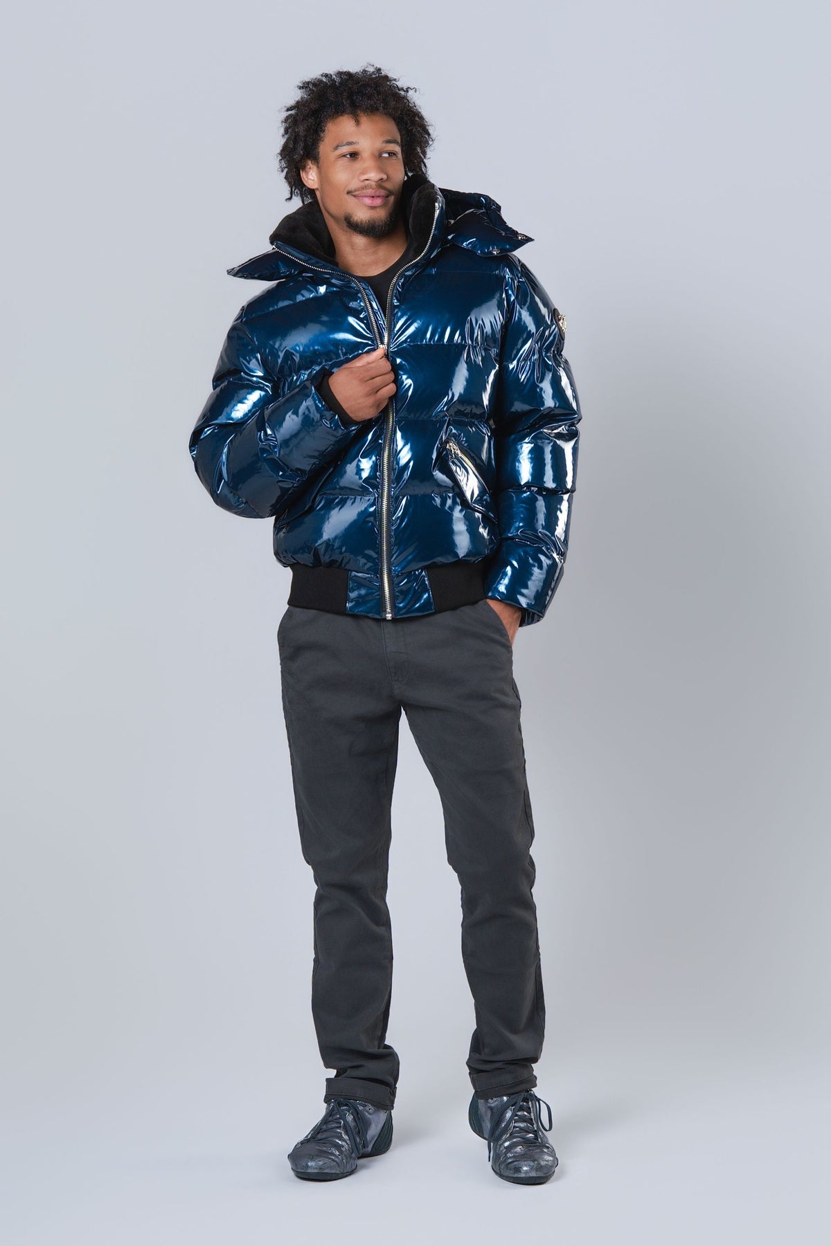 Men's Woody Bomber Jacket - Glossy Navy