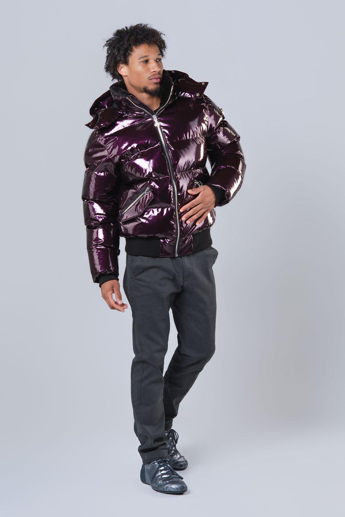 Men's Woody Bomber Jacket - Glossy Purple