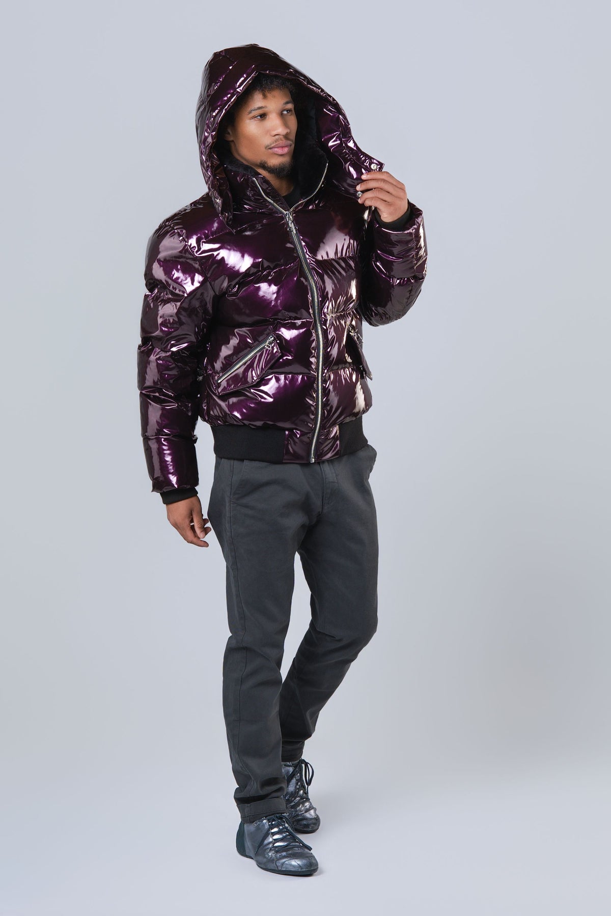 Men's Woody Bomber Jacket - Glossy Purple