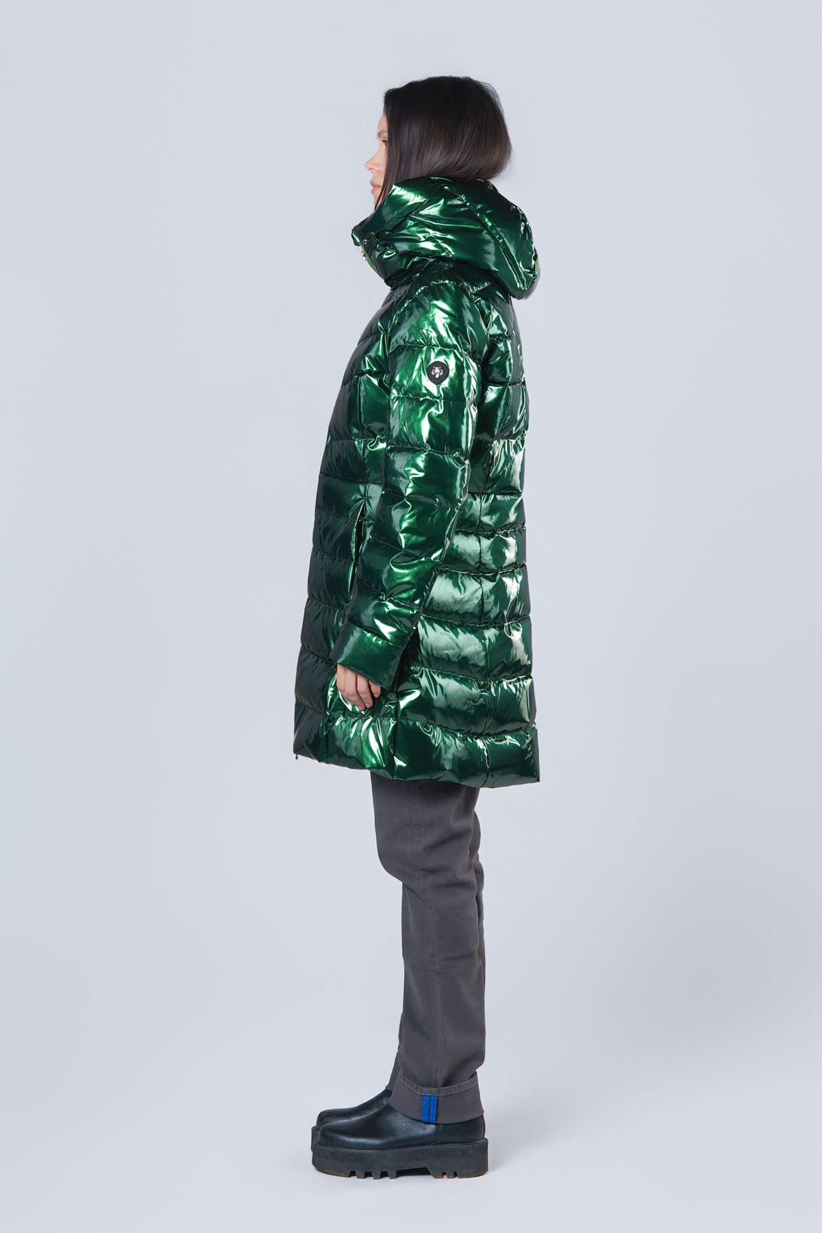 Women's Medium Weight Long Robin Coat - Glossy Green