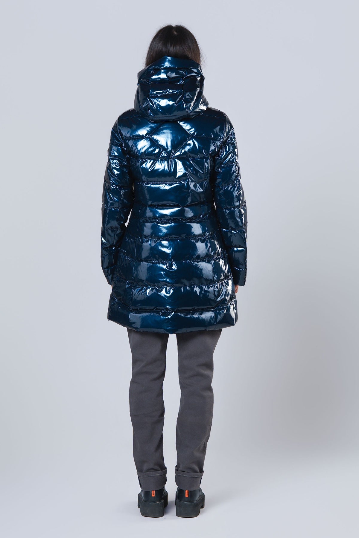 Women's Medium Weight Long Robin Coat - Glossy Navy