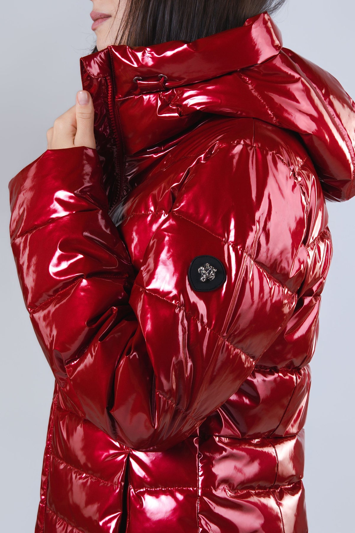 Women's Medium Weight Long Robin Coat - Glossy Red