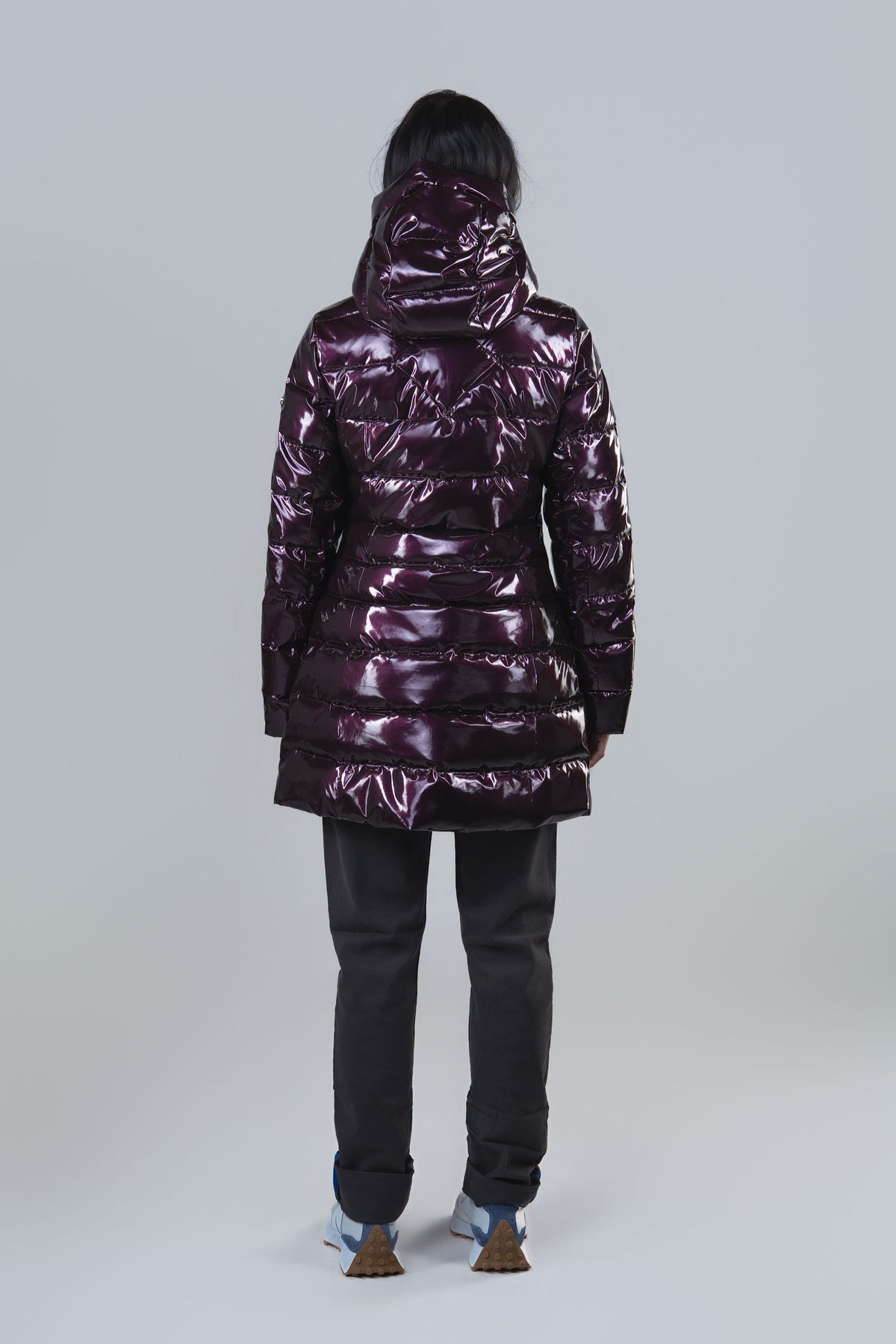 Women's Medium Weight Long Robin Coat - Glossy Purple