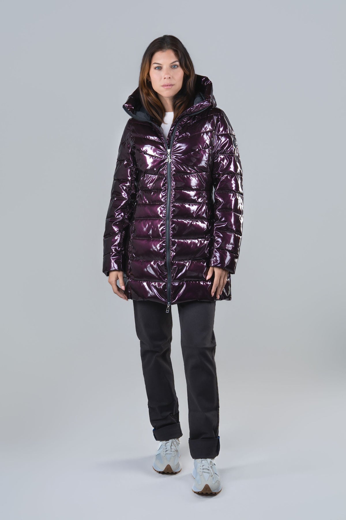 Women's Medium Weight Long Robin Coat - Glossy Purple