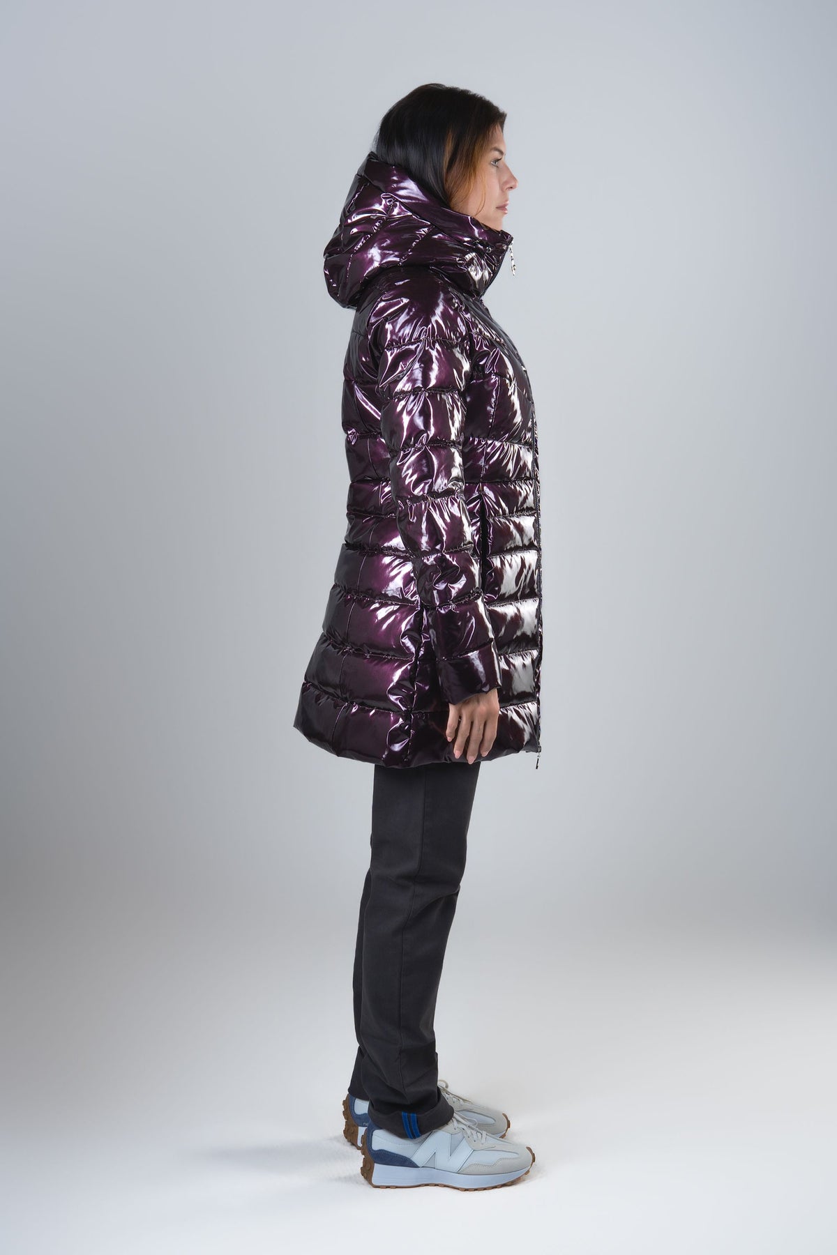 Women's Medium Weight Long Robin Coat - Glossy Purple