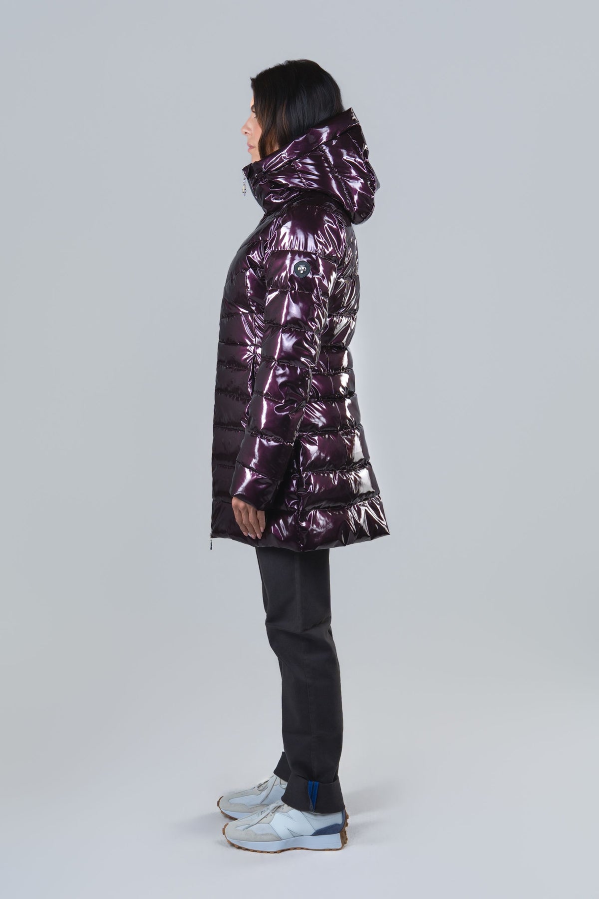 Women's Medium Weight Long Robin Coat - Glossy Purple