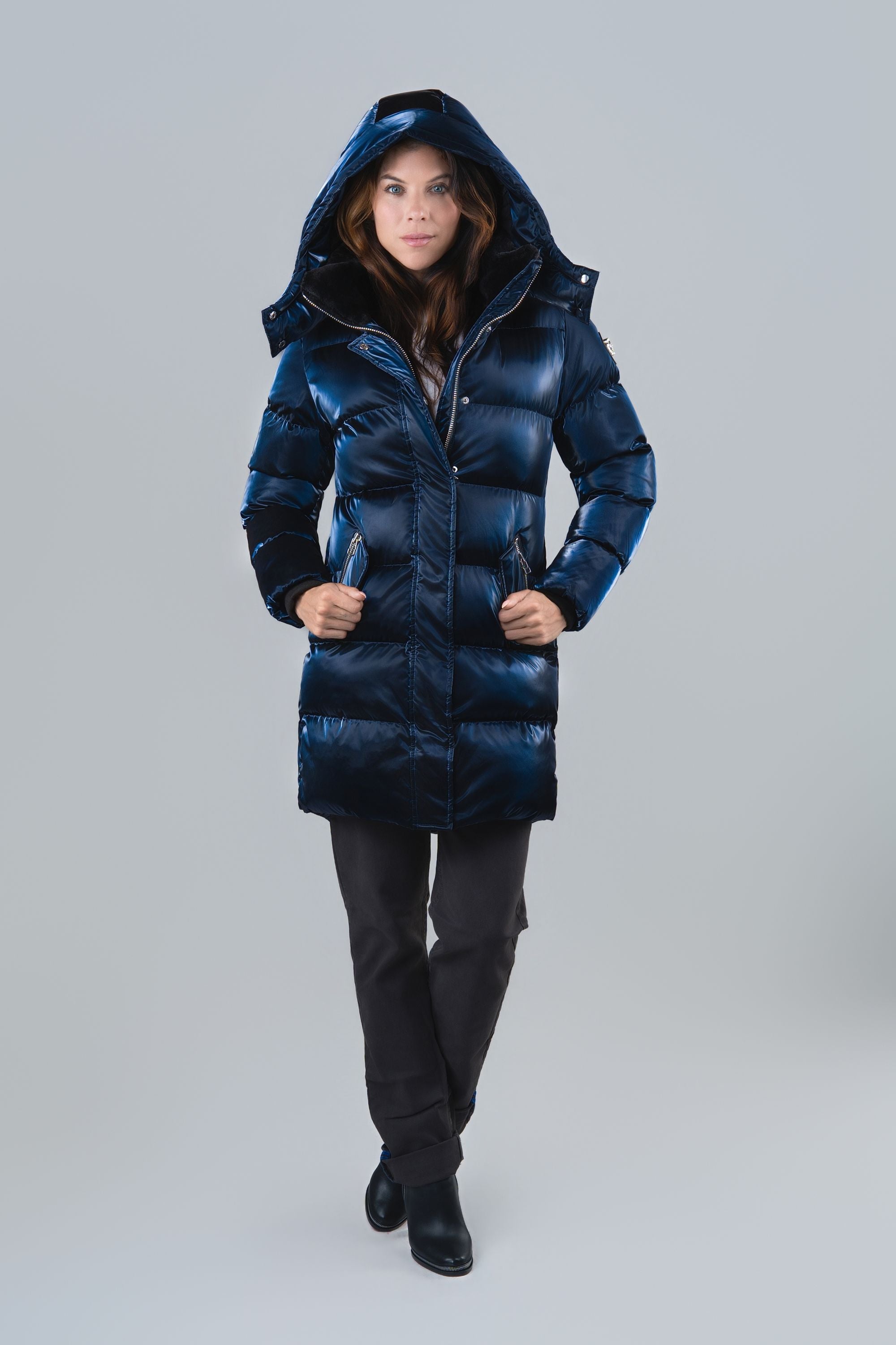 Women's Penguin Long Coat - All Wet Navy