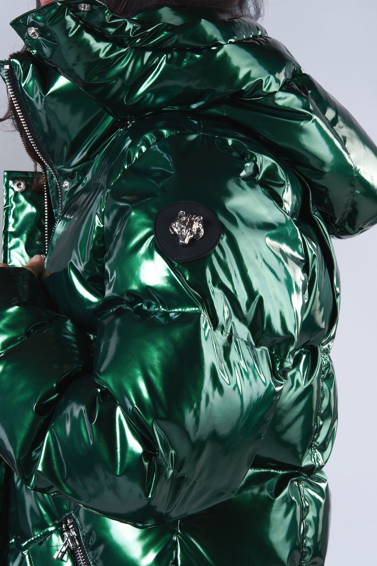Women's Penguin Long Coat - Glossy Green