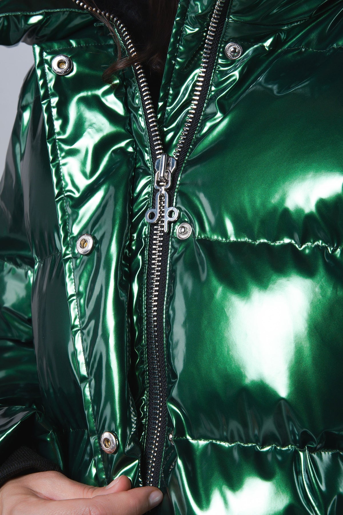 Women's Penguin Long Coat - Glossy Green
