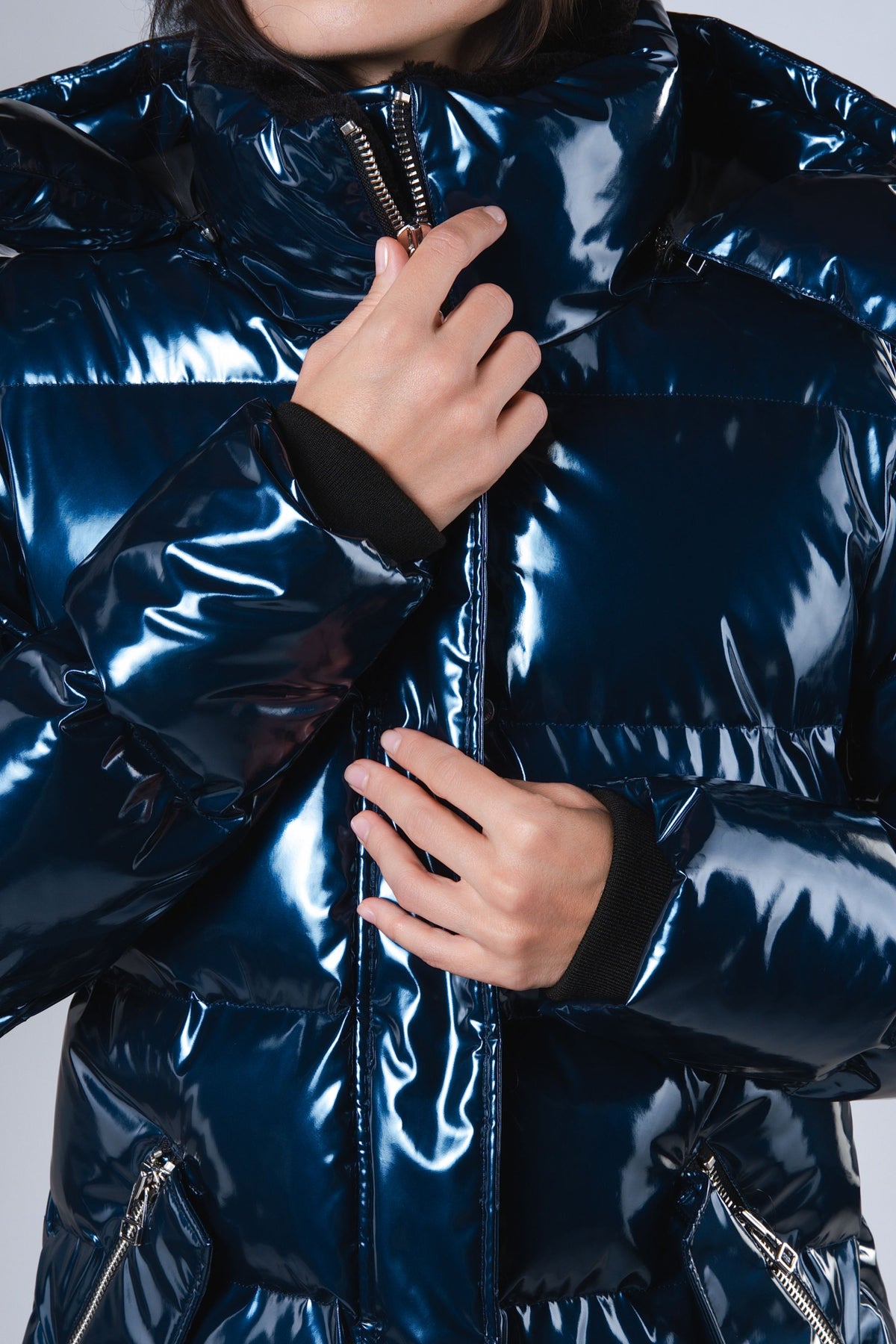 Women's Penguin Long Coat - Glossy Navy