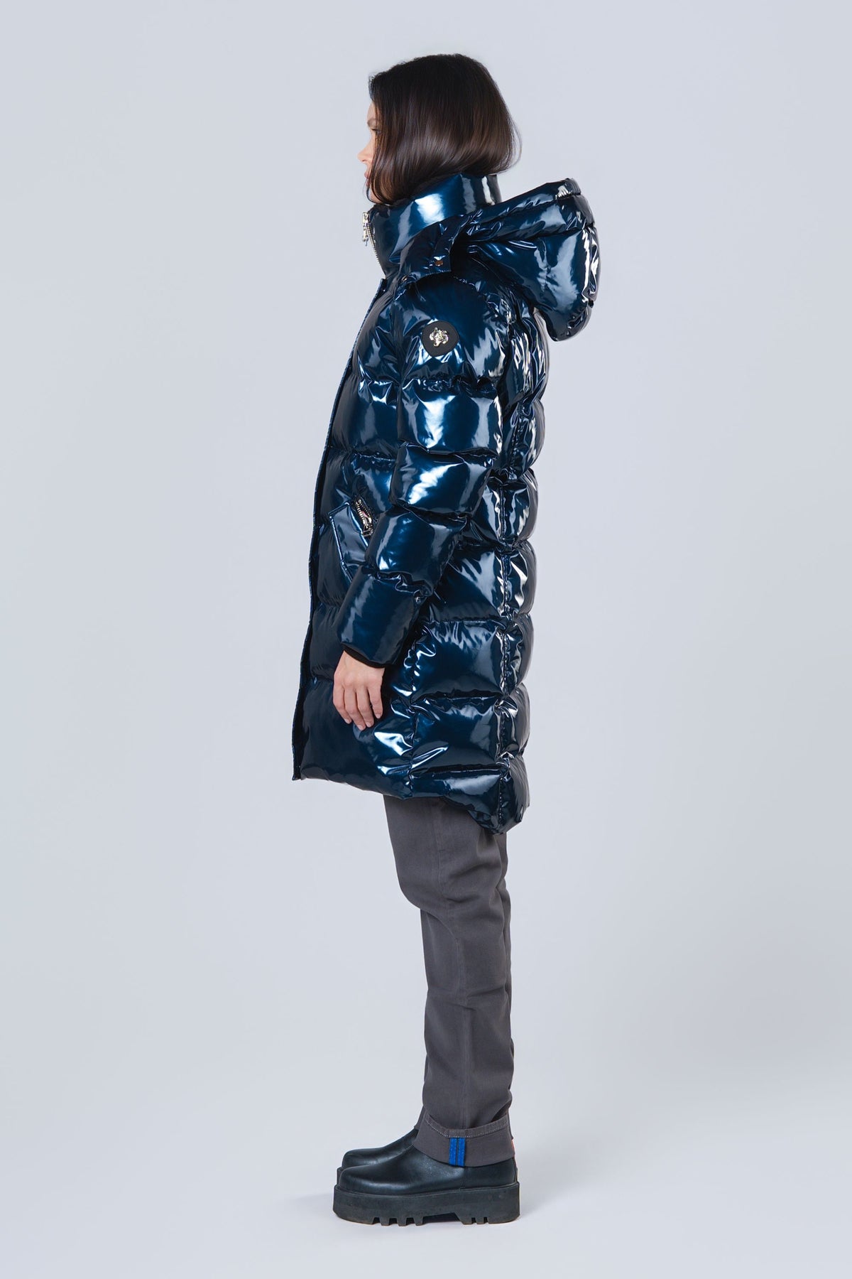 Women's Penguin Long Coat - Glossy Navy