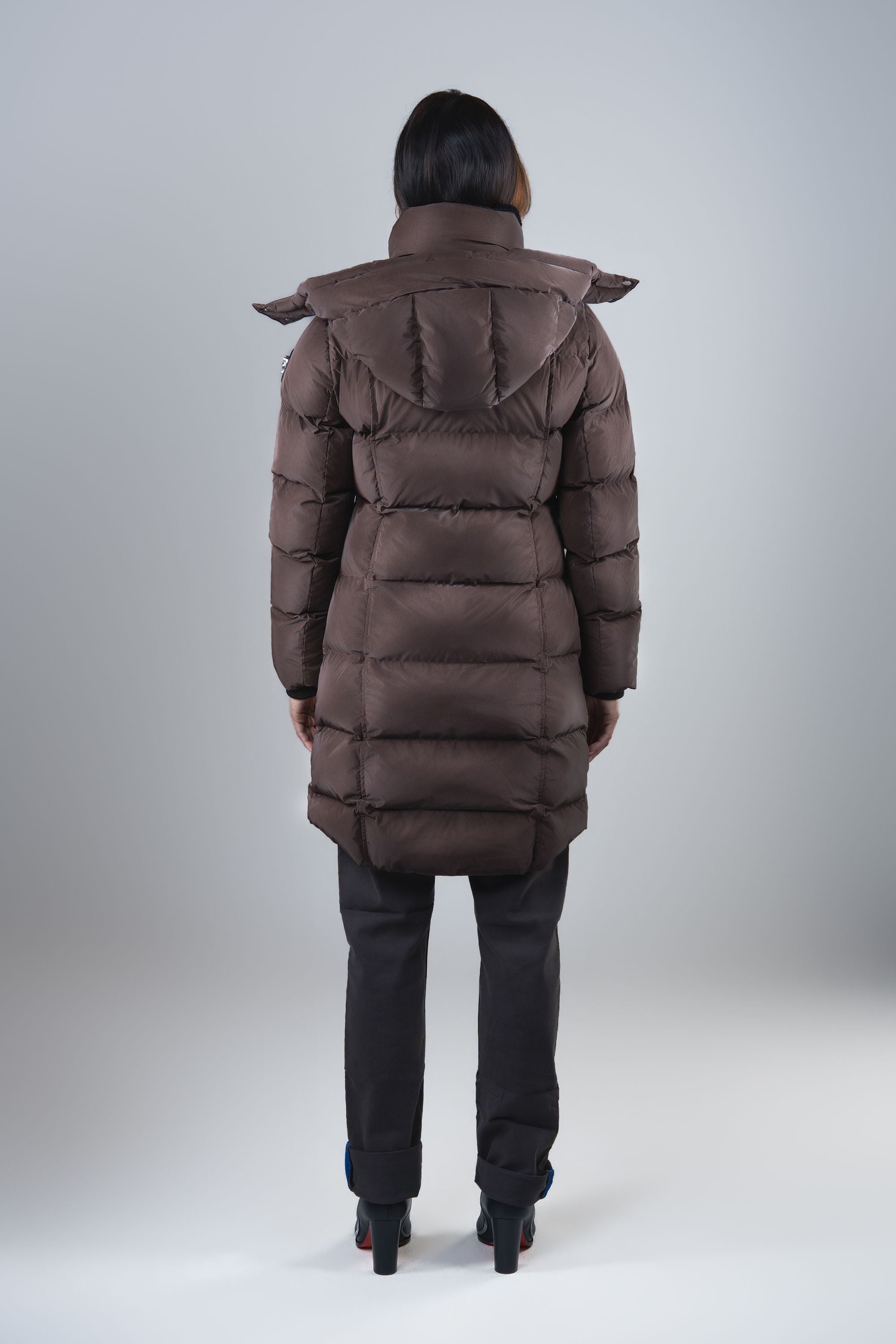 Women's Penguin Long Coat - Mocha Diamond