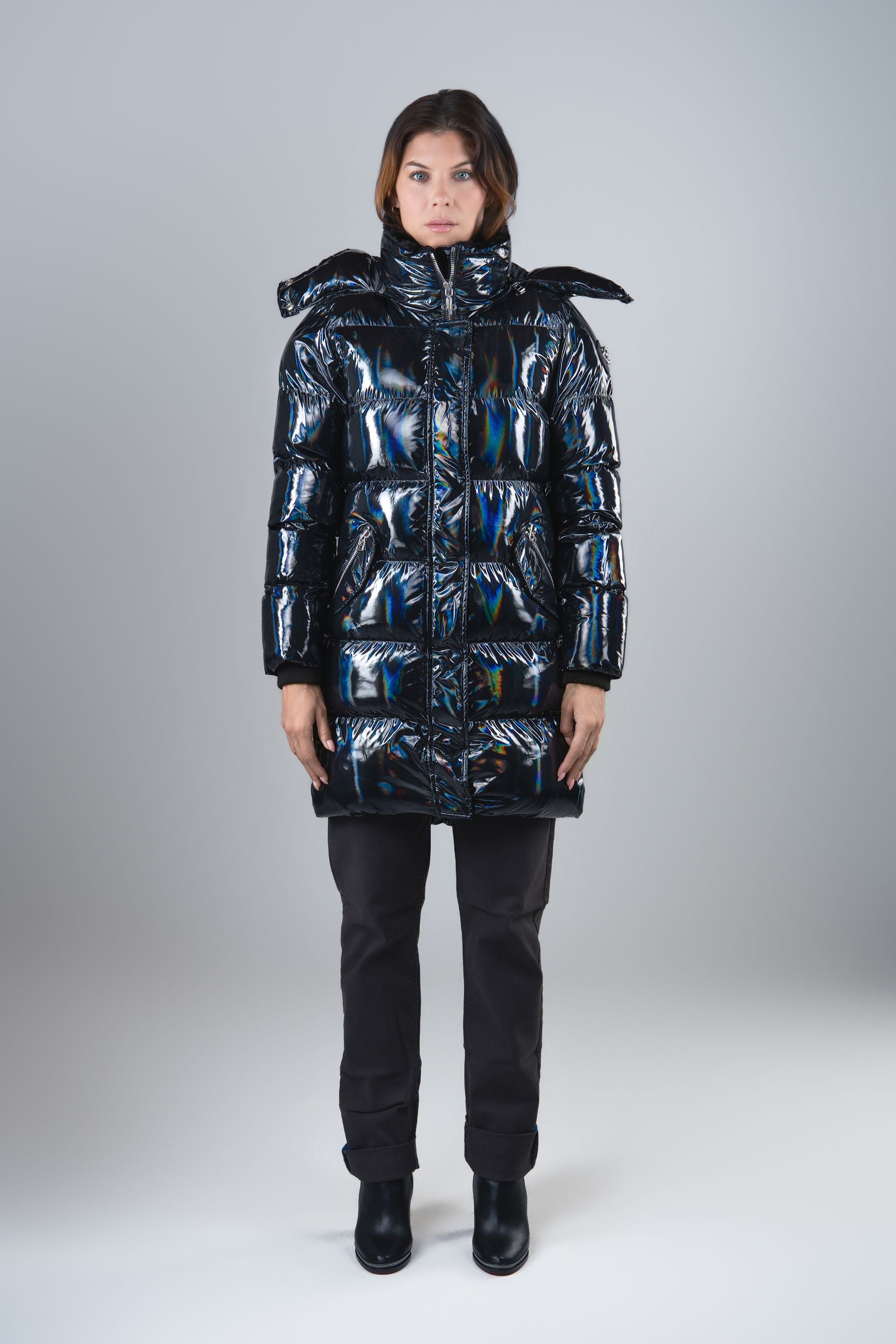 Women's Penguin Long Coat - Oily Black
