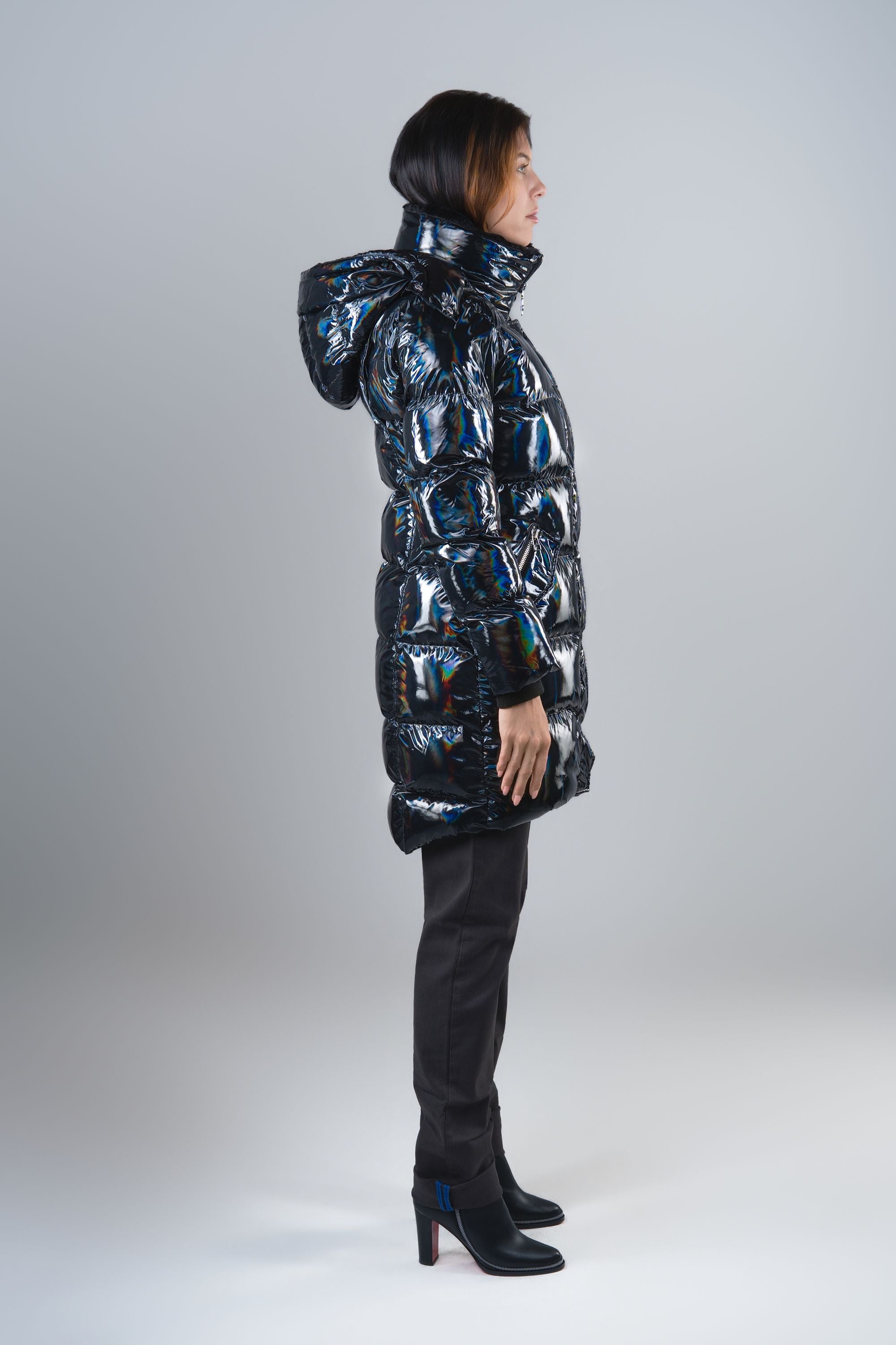 Women's Penguin Long Coat - Oily Black