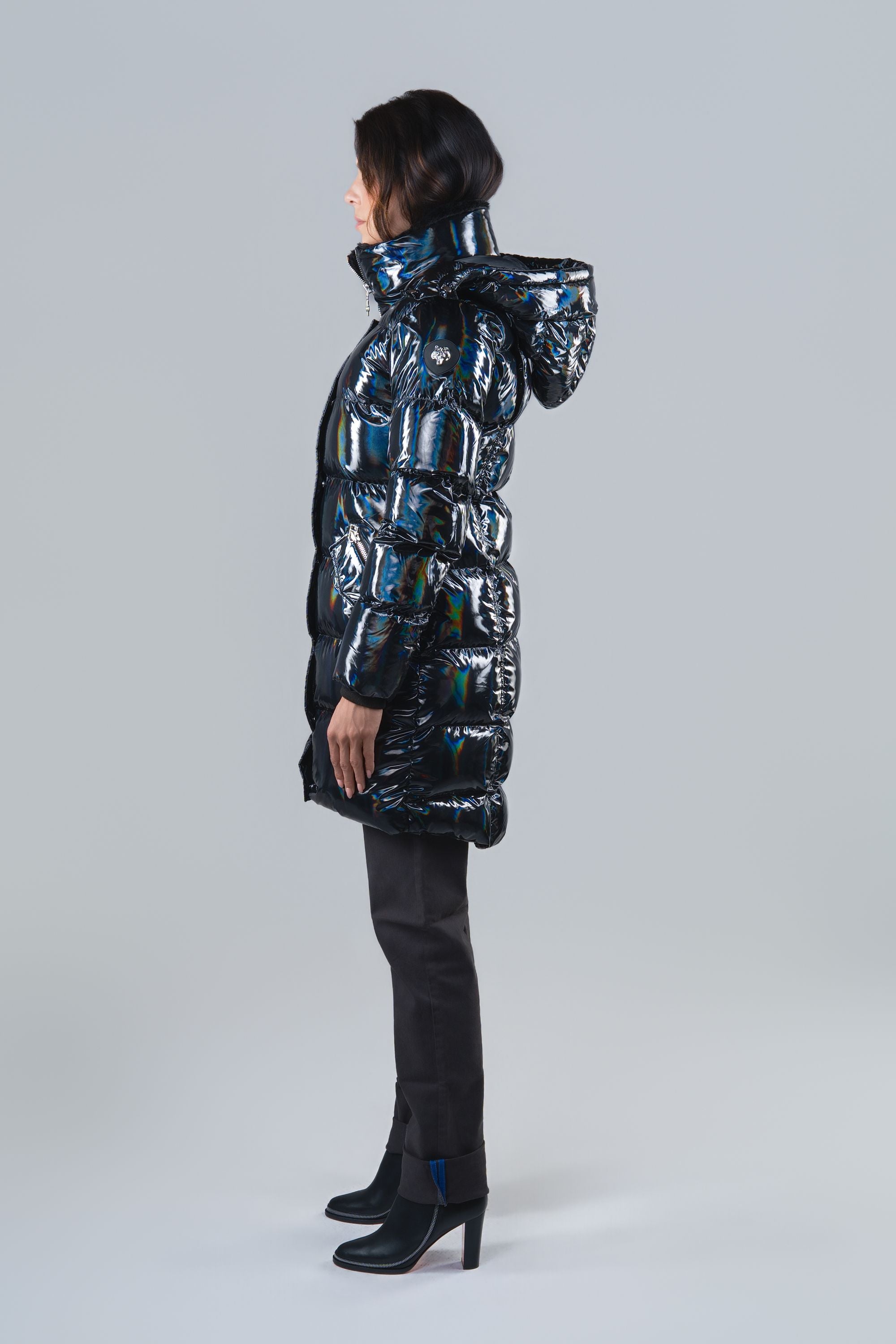 Women's Penguin Long Coat - Oily Black