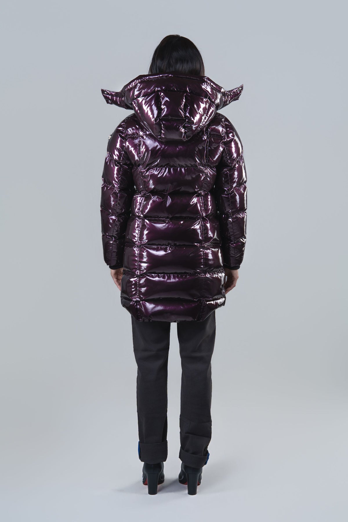 Women's Penguin Long Coat - Glossy Purple