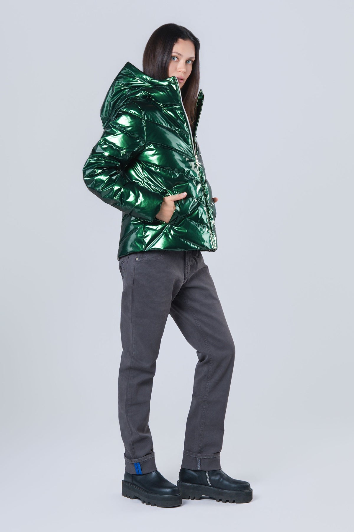 Women's Medium Weight Robin Coat - Glossy Green