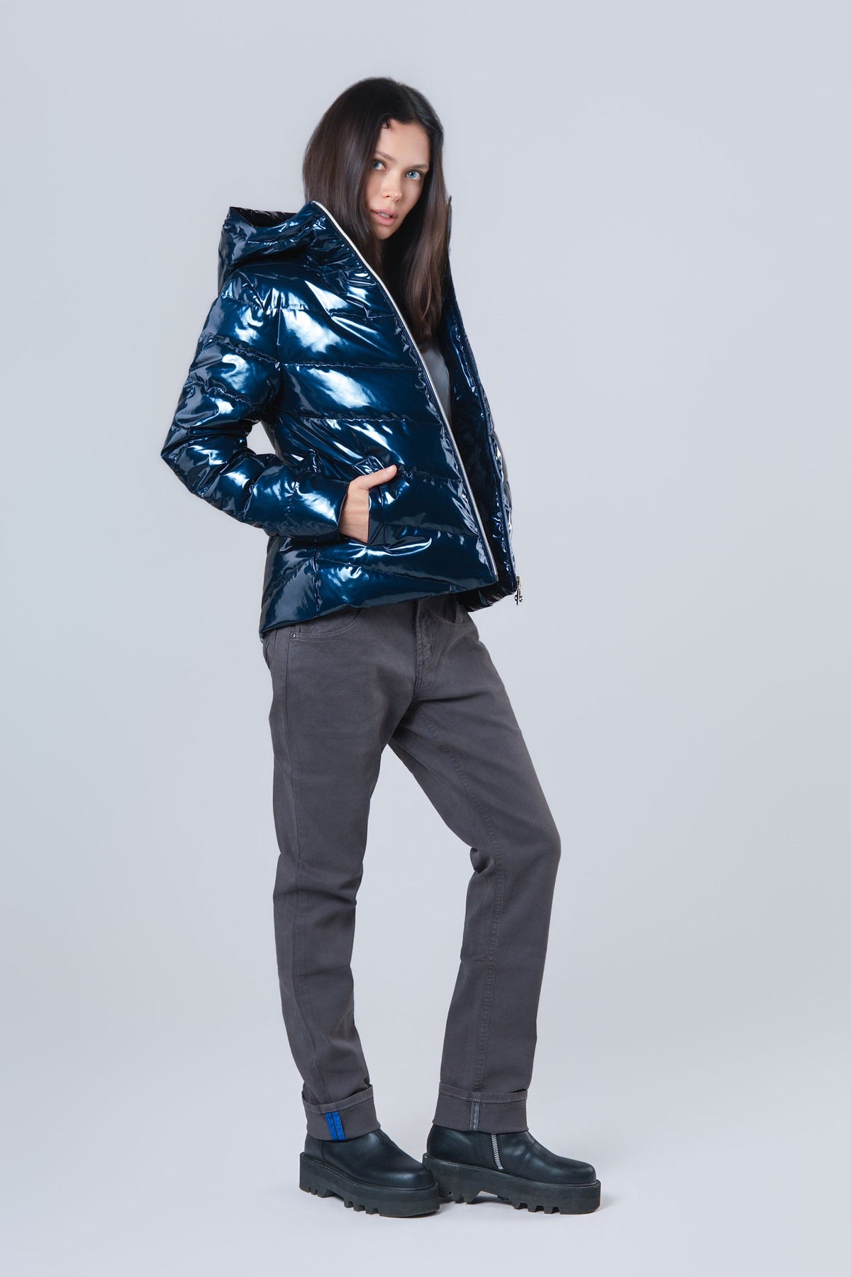Women's Medium Weight Robin Coat - Glossy Navy