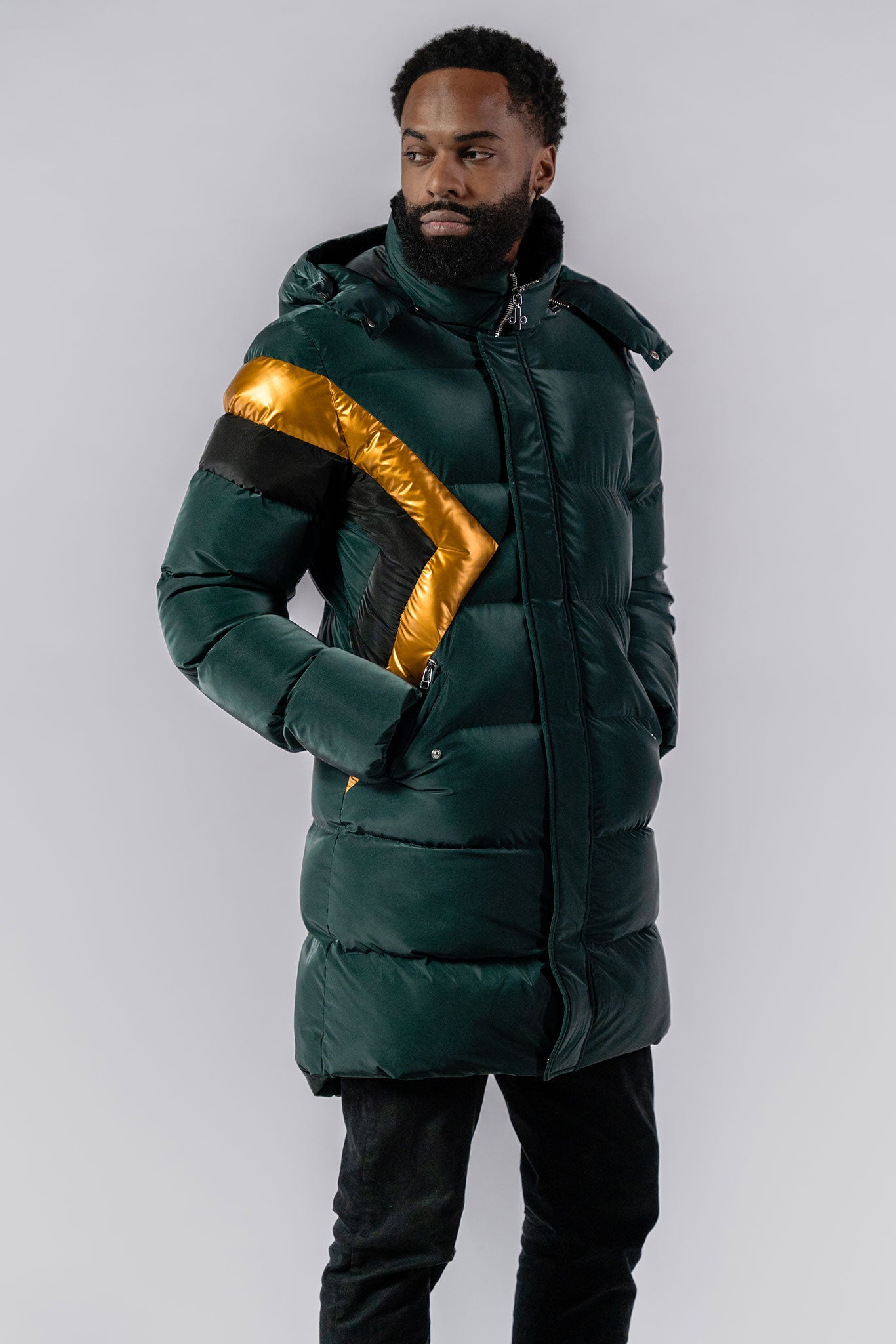 Men&#39;s Penguin Long Coat - Jamaica Special Edition - Green Diamond