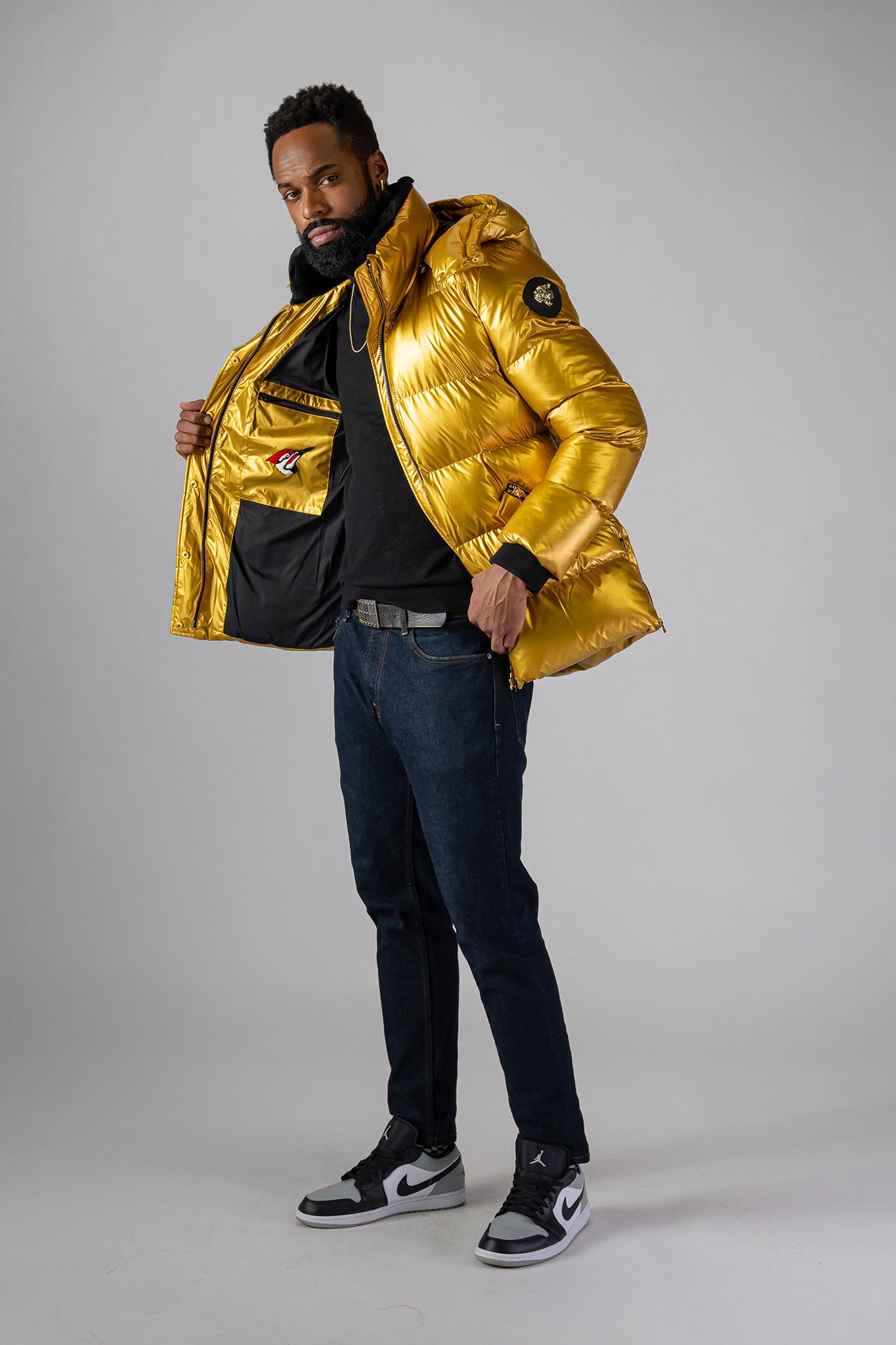 Gold winter coat on sale