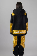 Load image into Gallery viewer, Woodpecker Unisex Fleece Hoodie. High-end Canadian designer winter fleece in &quot;Gold&quot; colour. Woodpecker fleece designed in Canada. Warm premium designer fleece for winter. Superior quality warm fleece hoodie. Moose Knuckles, Canada Goose, Mackage, Montcler, Will Poho, Willbird, Nic Bayley. Cozy for at-home wear.
