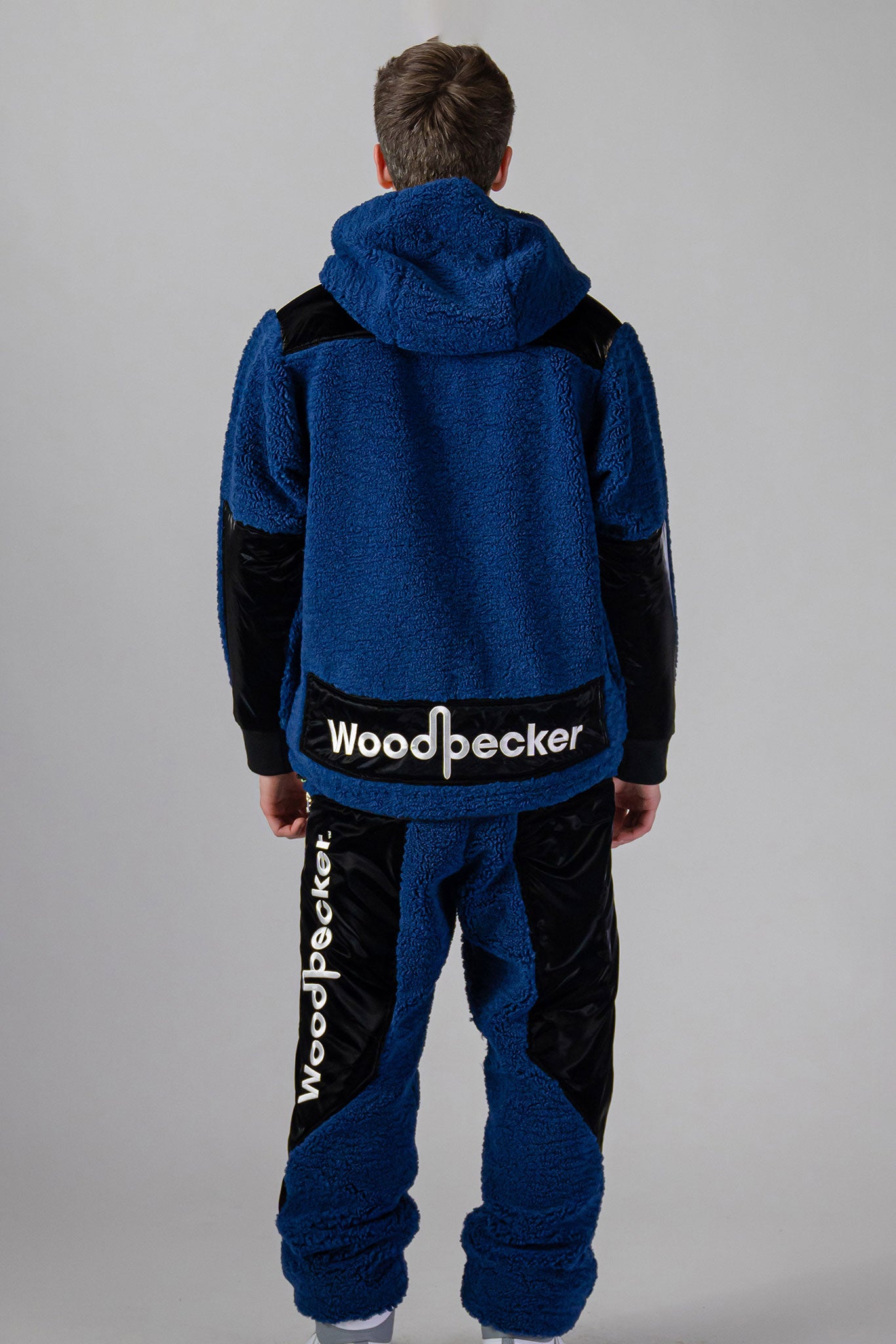 Woodpecker Unisex Fleece Hoodie. High-end Canadian designer winter fleece in "Navy" colour. Woodpecker fleece designed in Canada. Warm premium designer fleece for winter. Superior quality warm fleece hoodie. Moose Knuckles, Canada Goose, Mackage, Montcler, Will Poho, Willbird, Nic Bayley. Cozy for at-home wear.