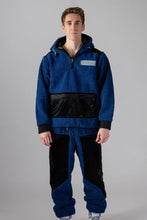 Load image into Gallery viewer, Woodpecker Unisex Fleece Track Pants. High-end Canadian designer winter fleece in &quot;Navy&quot; colour. Woodpecker fleece pants designed in Canada. Warm premium designer fleece pants for winter. Superior quality warm fleece track pants. Moose Knuckles, Canada Goose, Mackage, Montcler, Will Poho, Willbird, Nic Bayley. Cozy for at-home wear.
